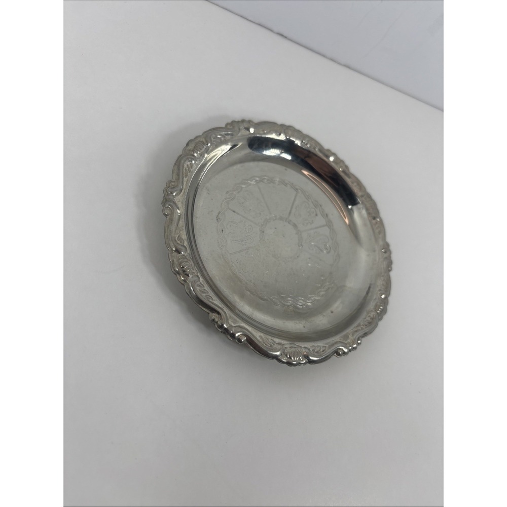 Vintage Silver Plated EP On Steel Ornate Wine Coaster Made in Italy 4" - 1 Plate